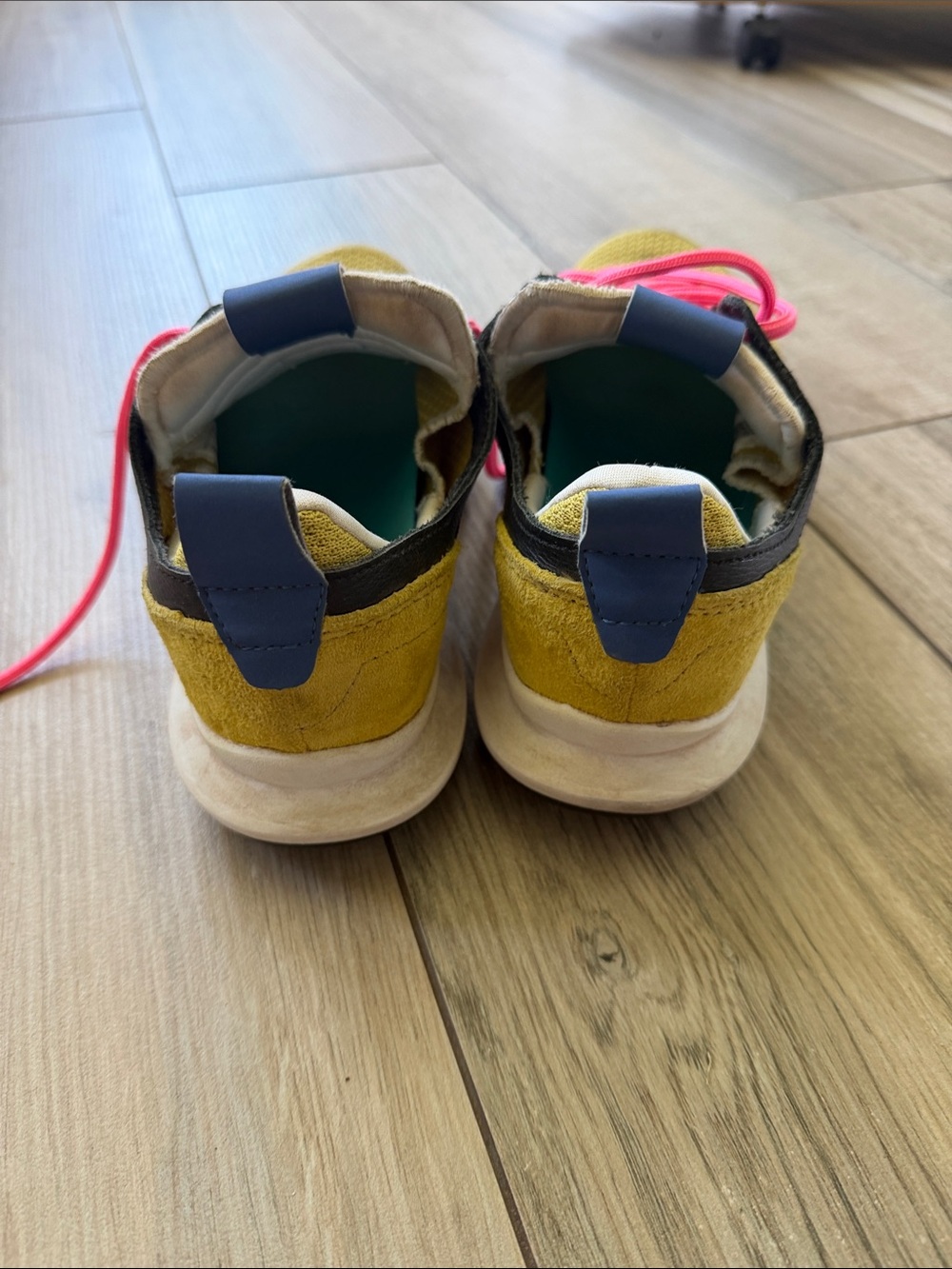 Saucony Women's Yellow Athletic Sneakers with Pink Laces - Picture 3 of 4